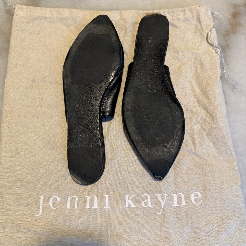 Jenni Kayne Black Pointed Leather Mule Slides - Picture 3 of 3